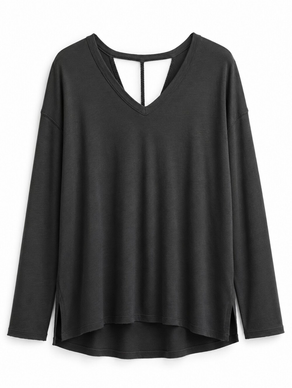American Eagle Outfitters Green V-Neck Long Sleeve Top with Back Strap Size XL